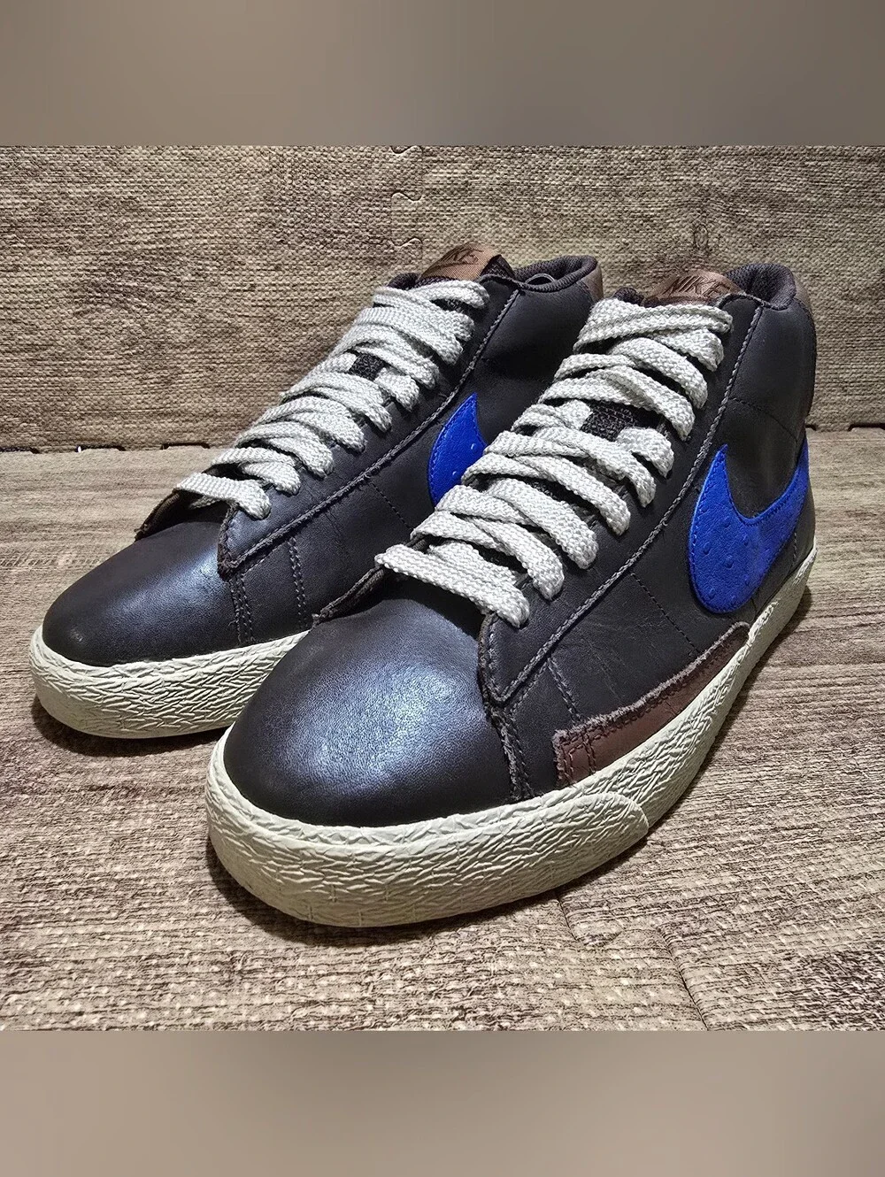 RARE Nike Blazer High Ostrich Brown Royal Blue Shoes Sz 11 315877-241 Mens